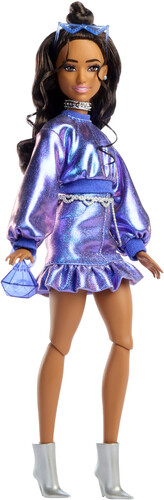 BARBIE DLX STYLE BROWN HAIR METALLIC BLUE OUTFIT