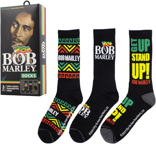 Perri's - Bob Marley - Crew Socks (Assorted Styles 3 Pack Gift Box)