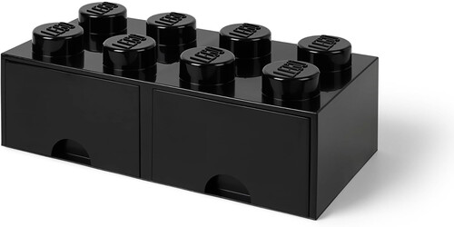 LEGO Stackable Storage Brick with 2 Drawers and 8 Knobs, Black
