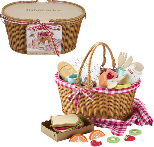 Fisher Price Wood - Wooden Picnic Basket