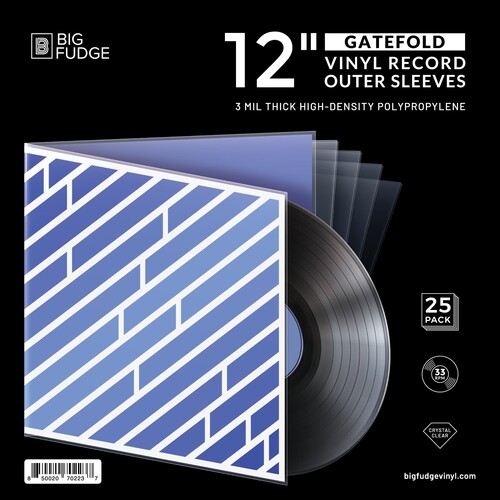 Big Fudge BFGFS12x25US 12-inch Vinyl LP Record Gatefold Outer Sleeves 25 Pack Crystal Clear