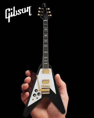 Jimi Hendrix Gibson 1969 Ebony Left-Handed Flying V 10 Inch Miniature Guitar