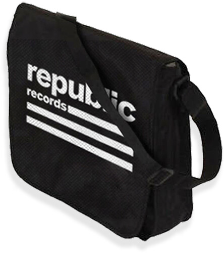 Rocksax - Republic Records - Logo - Flap Top Messenger/Laptop/Record Bag (Black/White)