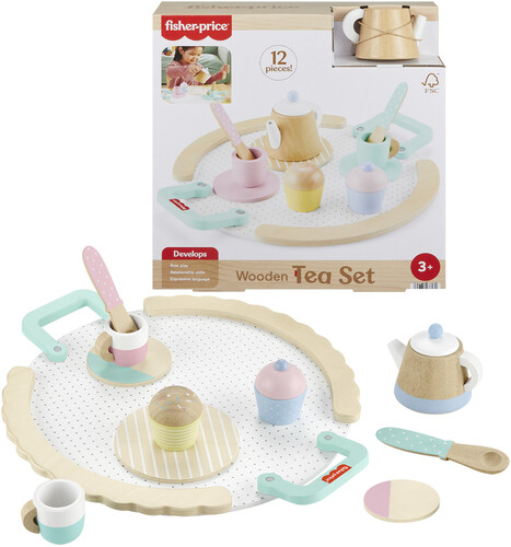 Fisher Price - Wooden 12-Piece Tea Set