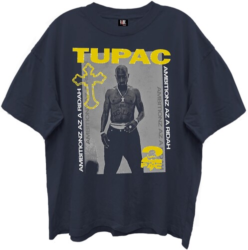 TUPAC COLLAGE AMBITIONZ GIANT VINTAGE TSH LRG NAVY
