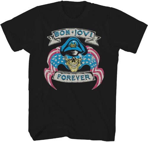 BON JOVI STARS & STRIPS FOREVER SKULL TEE BLK SML
