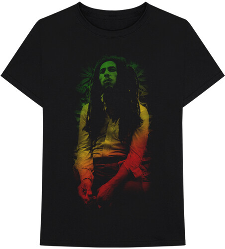 Bob Marley - Bob Marley Rasta Leaves Black Unisex Short Sleeve T-shirt Large