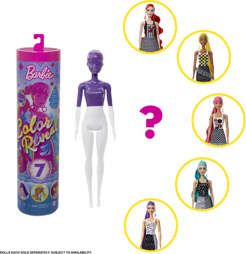 Barbie color best sale reveal doll names