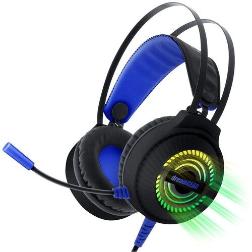 Xbox Accessory:  Wired Headset - DreamGear GRX-500 Game Headset RGB LED - Black:  Compatible with PC, Switch, PS5, Xbox X|S & Blue