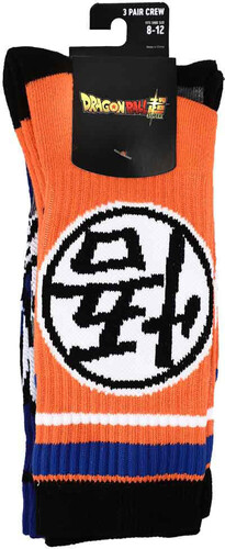 DRAGON BALL Z SYMBOLS 3 PAIR CREW SOCKS SIZE 8-12