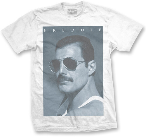 Freddie Mercury - Freddie Mercury Blue White Unisex Ss Tee M (Med)