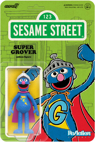 SESAME STREET REACTION FIGURES WV 3 - SUPER GROVER