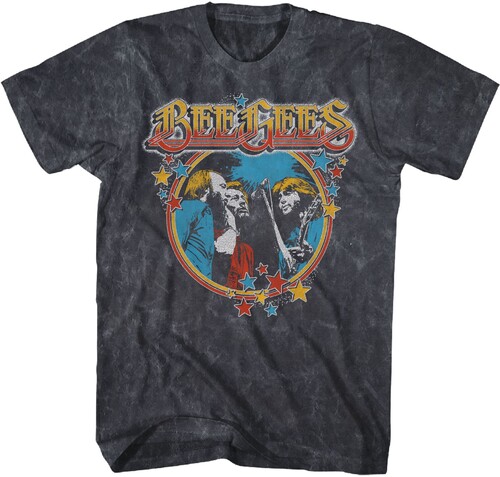 Bee Gees - Stars Vintage T-Shirt - Large Black Mineral Wash 40441002A3