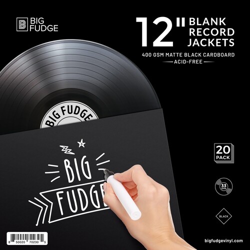 BIG FUDGE BFRJ-B-12X20US 12IN BLANK JACKETS 20P BK