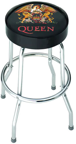 Rocksax - Queen - Classic Crest Logo - Bar Stool With Swivel Seat (Black/Chrome)