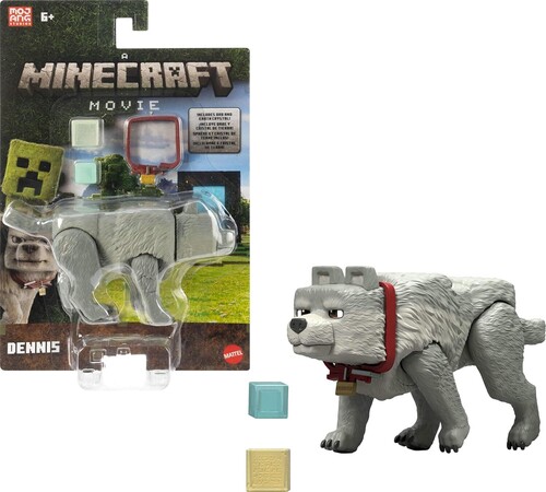 MINECRAFT 3 25IN DENNIS THE WOLF FIGURE WITH