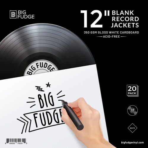 Big Fudge BFRJ-W-12x20US 12-inch Vinyl LP Record Blank Jackets 20 Pack Matte White