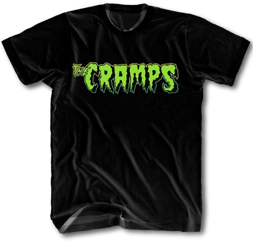 CRAMPS GREEN LOGO T-SHIRT LARGE (BLACK)