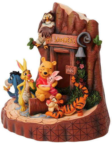 DISNEY TRADITIONS POOH CARVED BY HEART 7.48IN STAT