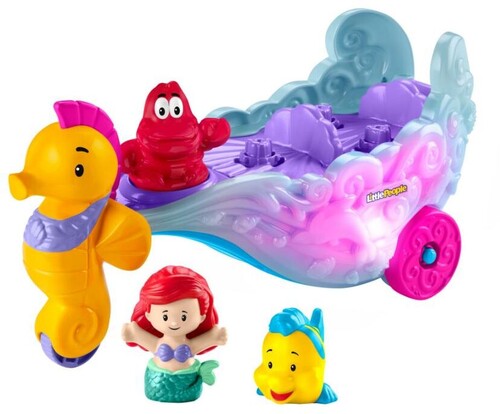 Fisher Price - Little People Disney Princess The Little Mermaid Ariel's Light-Up Sea Carriage, with Ariel & Flounder