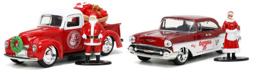 Jada Toys - 1:32 Christmas - Hollywood Rides - 1941 Ford Pickup & 1957 Chevy Bel-Air with Santa & Mrs. Claus