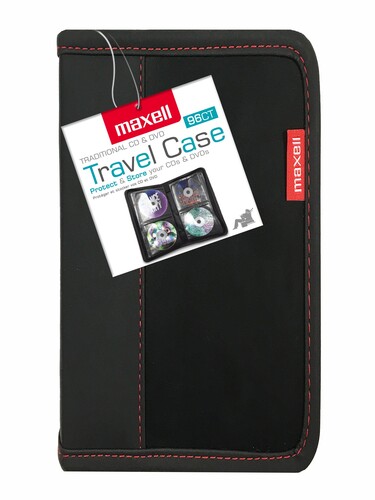 Maxell 197298 CD/DVD 96 Disc Capacity Zipper Case with plastic sleeves - Black