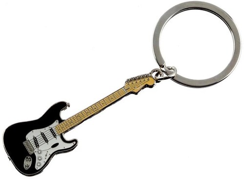 PLUGINZ FENDER STRAT KEYCHAIN BLACK & WHITE GUITAR