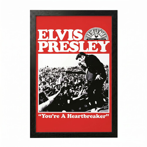 SUN RECORDS - ELVIS-HEARTBREAK 11X17 FRAMED GEL C
