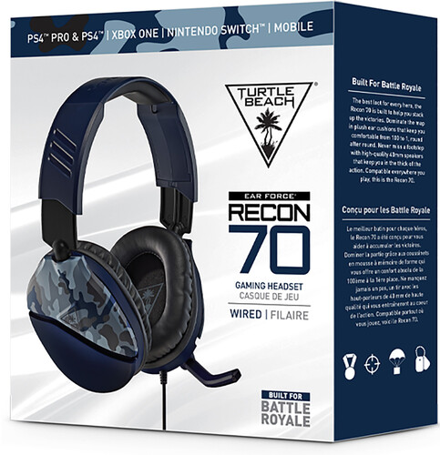 PC Accessory:  Wired Headset - Turtle Beach Recon 70 - Blue Camo:  Compatible with PC, Switch, PS5, Xbox X|S