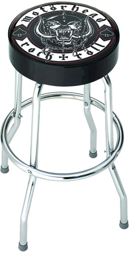 Rocksax - Motorhead - Rock + Roll Logo - Bar Stool With Swivel Seat (Black/Chrome)
