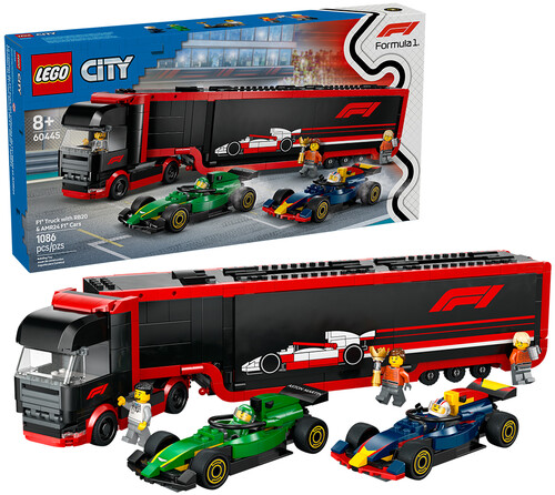 CITY FORMULA 1 F1 TRUCK WITH RB20 & AMR24 F1 CARS