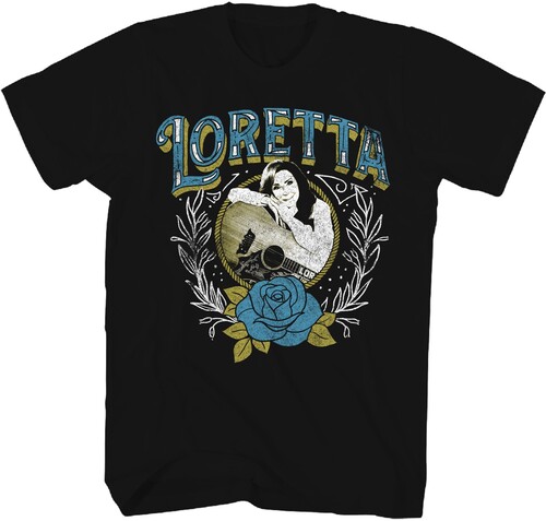 LORETTA LYNN PHOTO ROSE TSHIRT MED BLK TS0001LRLA2