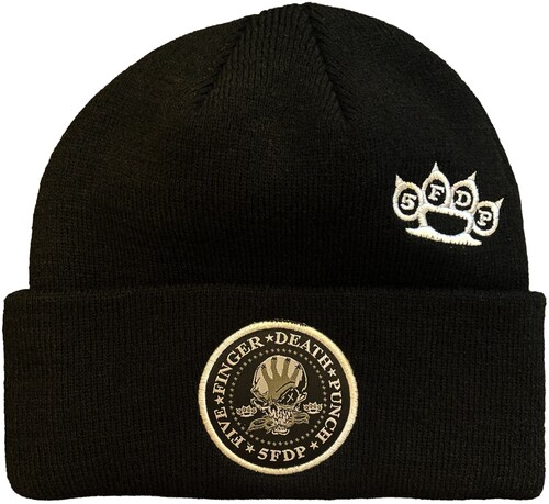 Five Finger Death Punch - Embroidered 5FDP Logo & Patch - Acrylic Knit Hat - Black BN400FFD