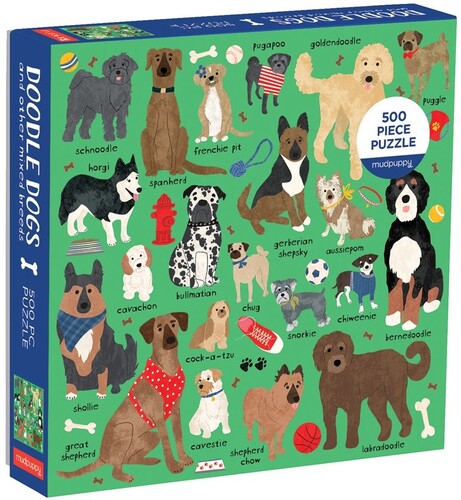 Mudpuppy - Doodle Dog And Other Mixed Breeds 500 Piece, Family Puzzle