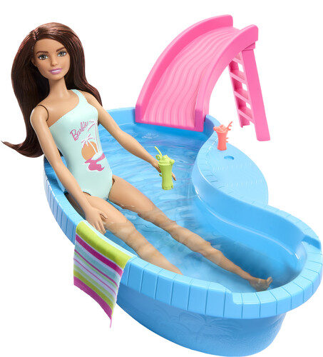 BARBIE POOL WITH DOLL BRUNETTE