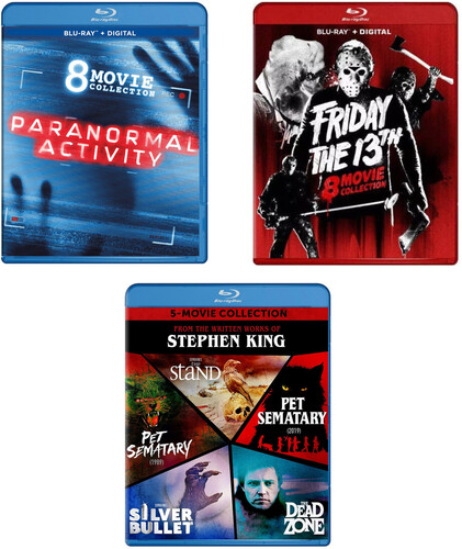 Spooky Scary 21 Movie Collection Paranormal Activity: 8-Movie Collection | Friday the 13th: 8-Movie Collection | Stephen King 5-Movie Collection