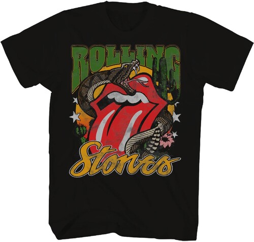 ROLLING STORNES RATTLE SNAKE TONGUE TEE BLK XLRG