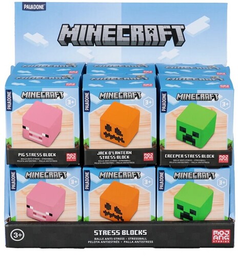 MINECRAFT STRESS BLOCKS ASSORTMENT 12-PIECE PDQ