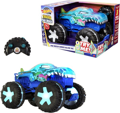 Mattel - Hot Wheels Monster Trucks Power Smashers 1:15 Scale Mega-Wrex Alive R/C Vehicle