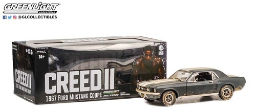 Creed II - Adonis Creed's 1967 Ford Mustang Coupe - MTTE Black with White Stripes (Weathered) 1/18 Scale Die-Cast Car