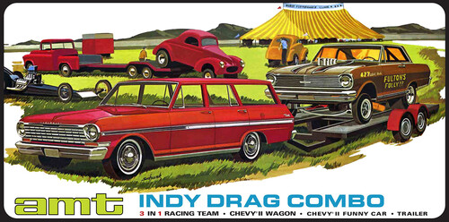 AMT Indy Drag Combo (Chevy II Wagon, Funny Car and Trailer) 1/25 Scale Model Kit