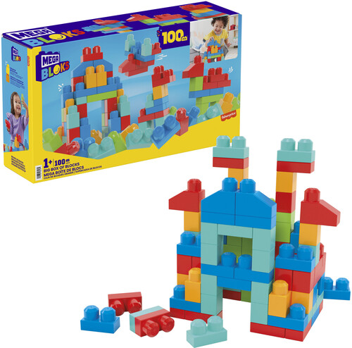 MEGA BLOKS - Big Box of Blocks, 100 Piece Toddler Buiding Toy Set