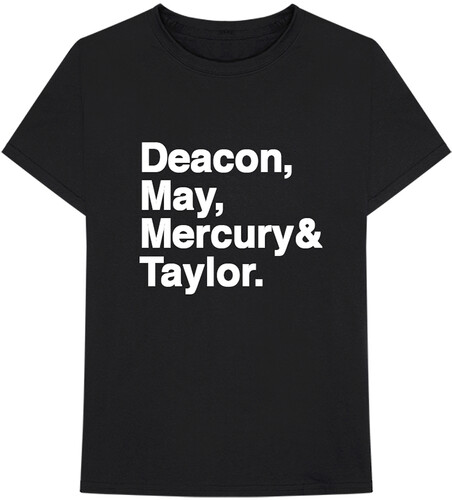 Queen - Queen Deacon, May, Mercury & Taylor. Helvetica Band Black Unisex Short Sleeve T-shirt 2XL