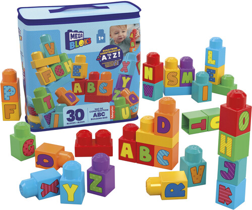 MEGA BLOKS - ABC Building Bag, 30 Piece Toddler Buiding Toy Set