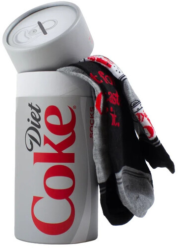 PERRI'S DIET COKE CAN GIFT TUBE SOCKS 3 PACK BOX