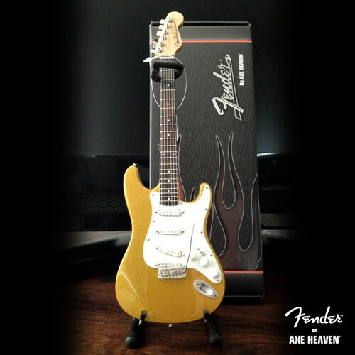 Fender Stratocaster Gold Finish 10 Inch Miniature Electric Guitar Replica
