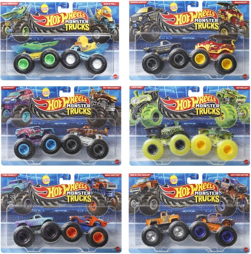 HW MONSTER TRUCKS 1 64 DEMO DOUBLES 2PK B ASRT