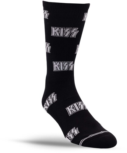 PERRI'S KISS ALL OVER LOGO BLACK CREW SOCKS
