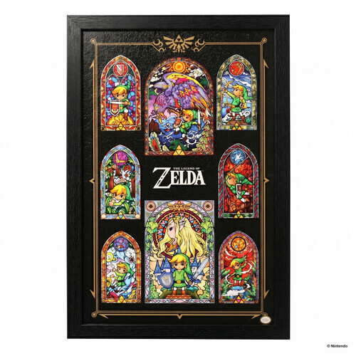 ZELDA - STAINED GLASS COLLAGE 11X17 FRAMED GEL CO