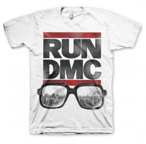RUN-D.M.C. - Run DMC Glasses Cityscape White Unisex Short Sleeve T-shirt [Large]